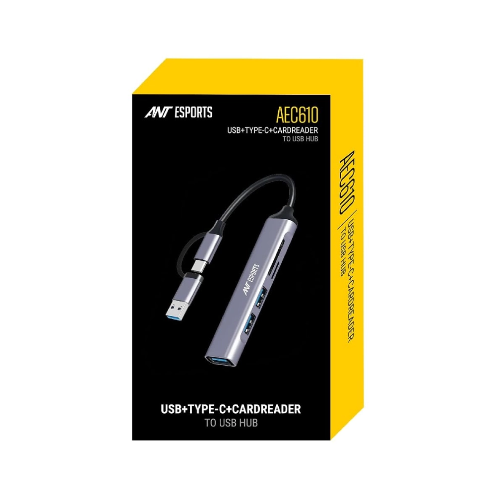 Ant Esports Type-C + USB TO USB Hub | Card Reader 6 Port AEC610